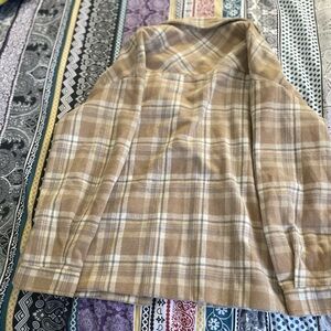 Tan and white flannel jacket